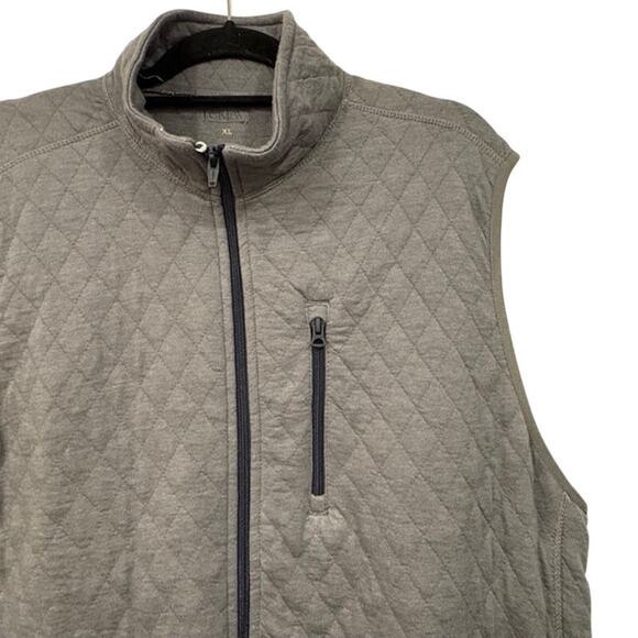 J. Crew Mens Quilted Fleece‎ Vest Size XL Grey Full Zip Fisherman 2023 - Picture 2 of 8